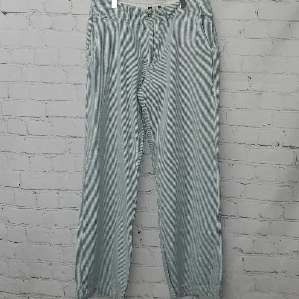 American Eagle Outfitters Classic Fit Flat Front Blue Pin Stripe Chinco Pants - Picture 5 of 12